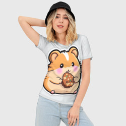 Женская футболка 3D Slim Хомяк с печеньем - фото 2
