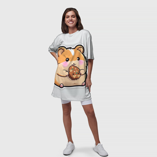 Платье-футболка 3D Хомяк с печеньем, цвет 3D печать - фото 5