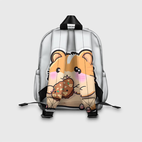 Детский рюкзак 3D с принтом Хомяк с печеньем, вид сзади #2