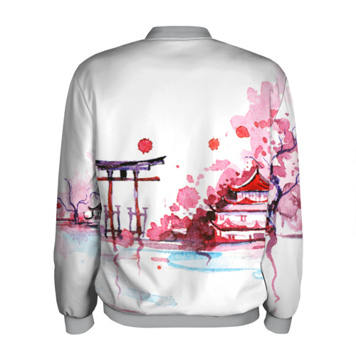 Мужской бомбер 3D Japan - landscape - watercolor, цвет меланж - фото 2