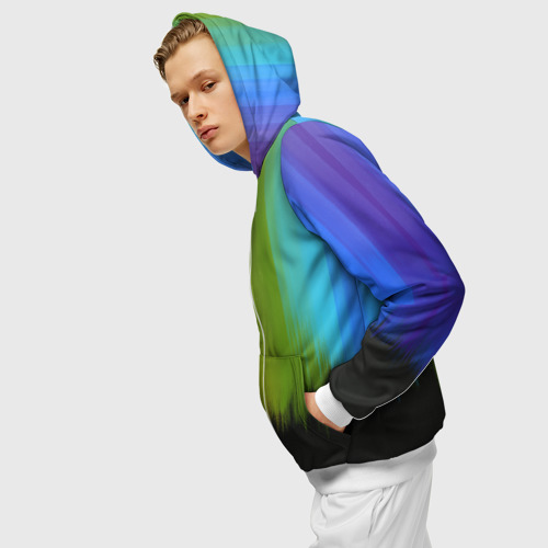 Мужская толстовка 3D на молнии Летняя радуга, цвет белый - фото 5