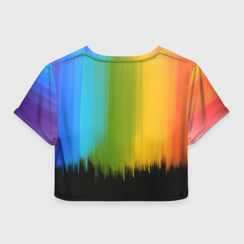 Женская футболка Crop-top 3D Летняя радуга, цвет 3D печать - фото 2