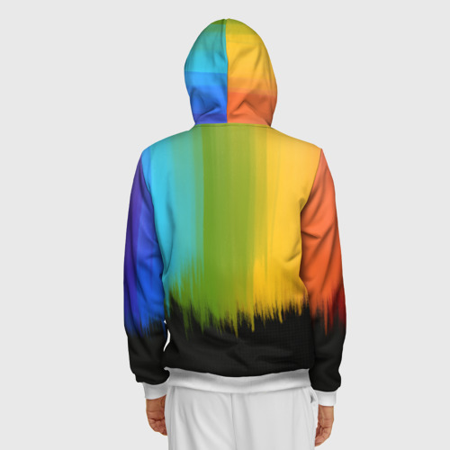 Мужская толстовка 3D на молнии Летняя радуга, цвет белый - фото 4