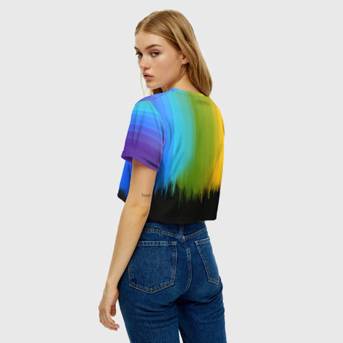 Женская футболка Crop-top 3D Летняя радуга, цвет 3D печать - фото 5