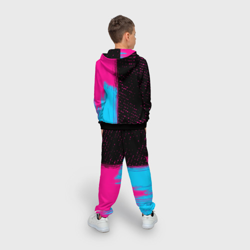 Детский 3D костюм с принтом Hellsing - neon gradient: по-вертикали, вид сзади #2