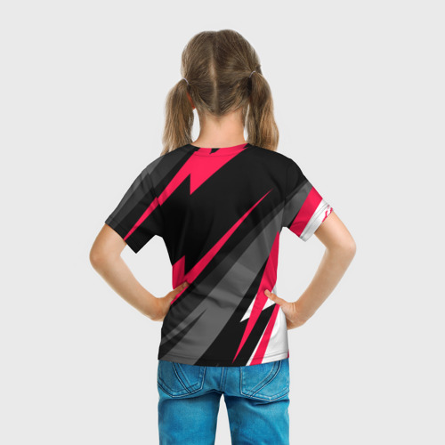 Детская футболка 3D с принтом Skoda fast lines, вид сзади #2