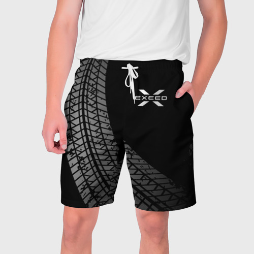 Мужские шорты 3D с принтом Exeed tire tracks, вид спереди #2