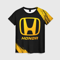 Женская футболка 3D Honda - gold gradient