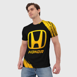 Мужская футболка 3D Honda - gold gradient - фото 2