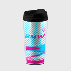 Термокружка-непроливайка BMW neon gradient style: символ сверху