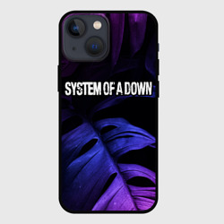 Чехол для iPhone 13 mini System of a Down neon monstera