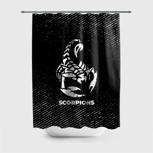 Штора 3D для ванной Scorpions с потертостями на темном фоне