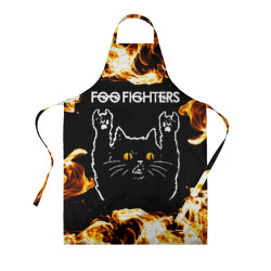 Фартук 3D Foo Fighters рок кот и огонь