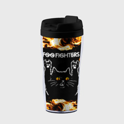 Термокружка-непроливайка Foo Fighters рок кот и огонь
