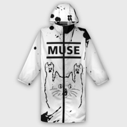 Мужской дождевик 3D Muse рок кот на светлом фоне