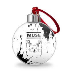 Ёлочный шар Muse рок кот на светлом фоне