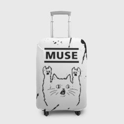 Чехол для чемодана 3D Muse рок кот на светлом фоне