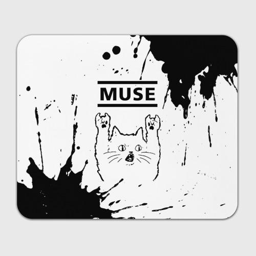 Прямоугольный коврик для мышки Muse рок кот на светлом фоне