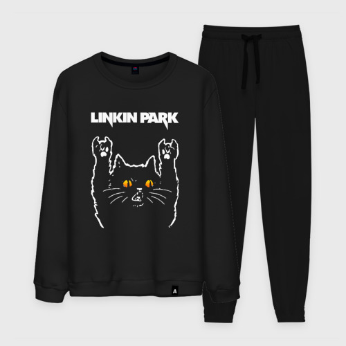 Мужской костюм хлопок с принтом Linkin Park rock cat, вид спереди #2