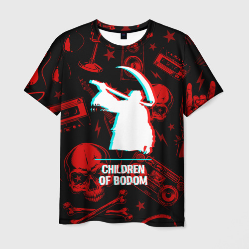 Мужская футболка 3D Children of Bodom rock glitch, цвет 3D печать