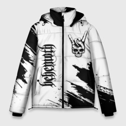 Мужская зимняя куртка 3D Behemoth и рок символ на светлом фоне