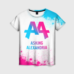 Женская футболка 3D Asking Alexandria neon gradient style