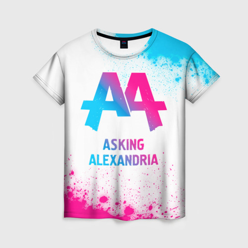 Женская футболка 3D Asking Alexandria neon gradient style, цвет 3D печать