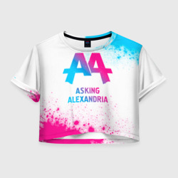 Женская футболка Crop-top 3D Asking Alexandria neon gradient style