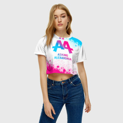 Женская футболка Crop-top 3D Asking Alexandria neon gradient style - фото 2