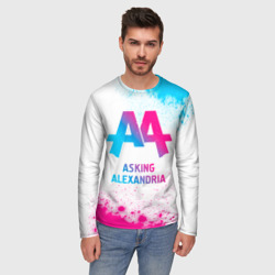 Мужской лонгслив 3D Asking Alexandria neon gradient style - фото 2