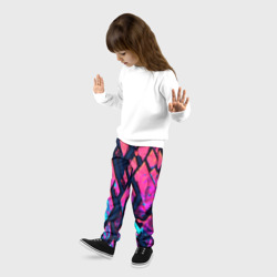 Детские брюки 3D Розово-голубые соты и разломы - фото 2