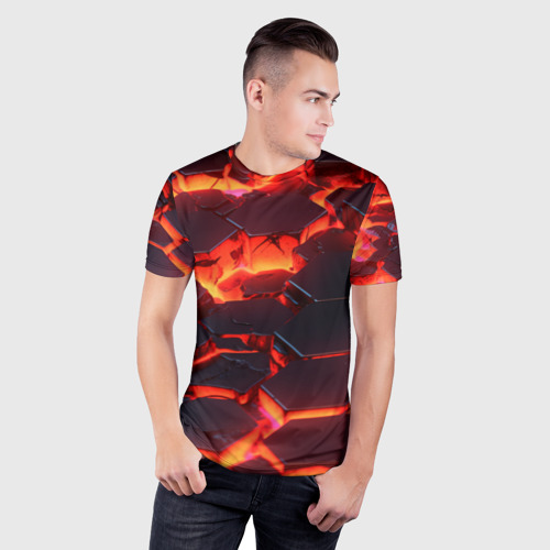 Мужская футболка 3D Slim Огненные наносоты, цвет 3D печать - фото 3