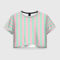 Женская футболка Crop-top 3D Полоска в цветочек - костюм Кена из фильма Барби