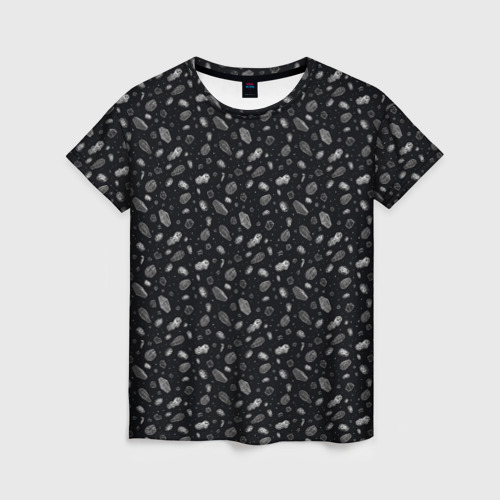 Женская футболка 3D с принтом Метеориты в космосе, вид спереди #2