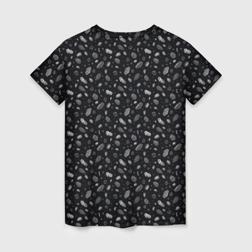 Женская футболка 3D с принтом Метеориты в космосе, вид сзади #1