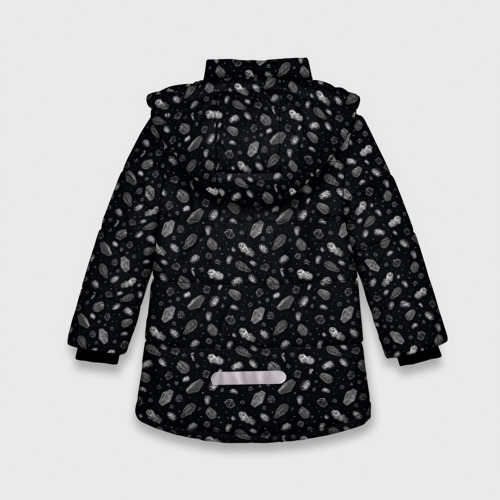 Зимняя куртка для девочек 3D с принтом Метеориты в космосе, вид сзади #1