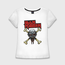 Женская футболка хлопок Slim Iron Maiden bones