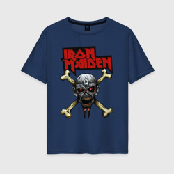 Женская футболка хлопок Oversize Iron Maiden bones