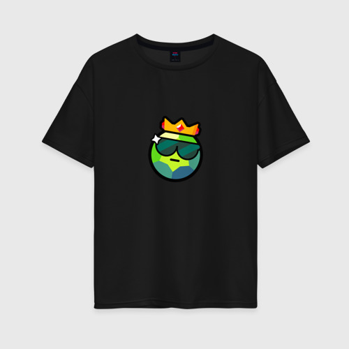 Женская футболка хлопок Oversize Кристалл король - спрей Бравл старс, цвет черный