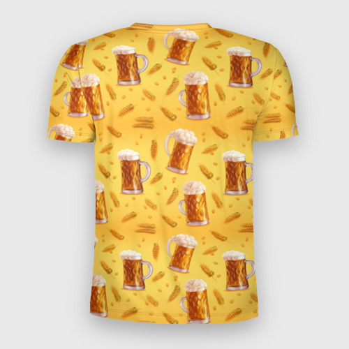 Мужская футболка 3D Slim с принтом Кружки с пенным пивом, вид сзади #1