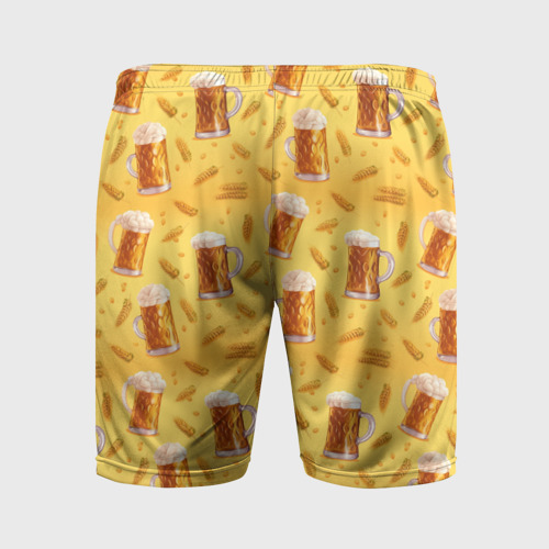 Мужские шорты спортивные с принтом Кружки с пенным пивом, вид сзади #1
