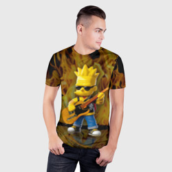 Мужская футболка 3D Slim Барт Симпсон - рок музыкант - нейросеть - фото 2