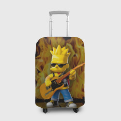 Чехол для чемодана 3D Барт Симпсон - рок музыкант - нейросеть