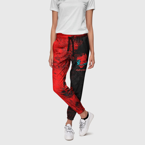 Женские брюки 3D с принтом Cyberpunk 2077 game, фото на моделе #1