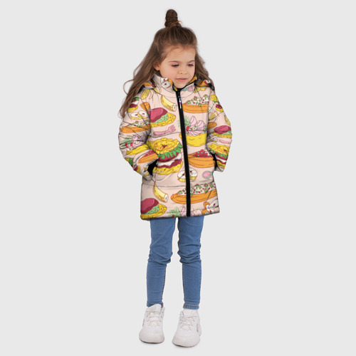 Зимняя куртка для девочек 3D с принтом Праздник вкуса, вид сбоку #3