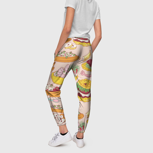 Женские брюки 3D с принтом Праздник вкуса, вид сзади #2