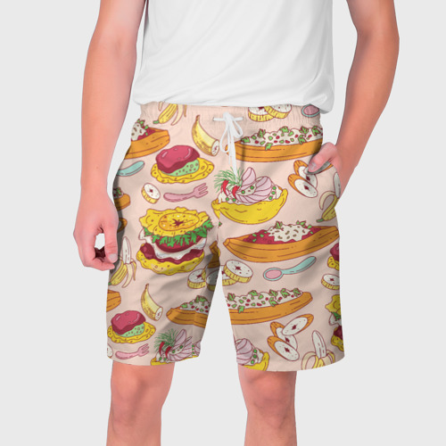 Мужские шорты 3D с принтом Праздник вкуса, вид спереди #2
