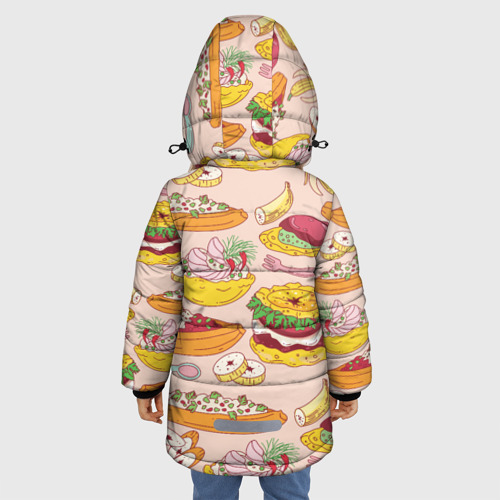 Зимняя куртка для девочек 3D с принтом Праздник вкуса, вид сзади #2