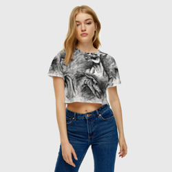 Женская футболка Crop-top 3D Черепа лошадей - эскиз - фото 2
