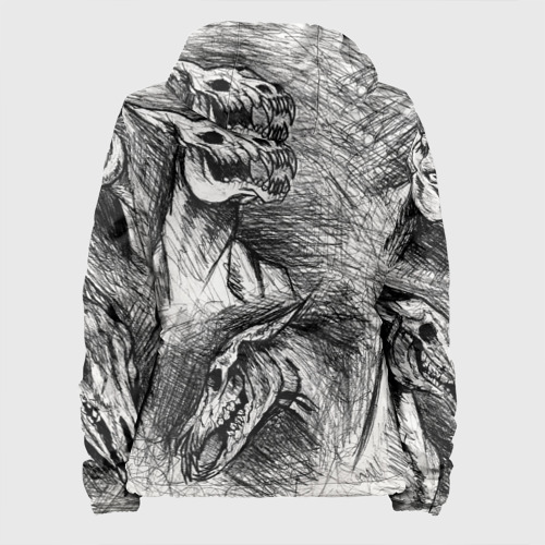 Женская куртка 3D с принтом Черепа лошадей - эскиз, вид сзади #1